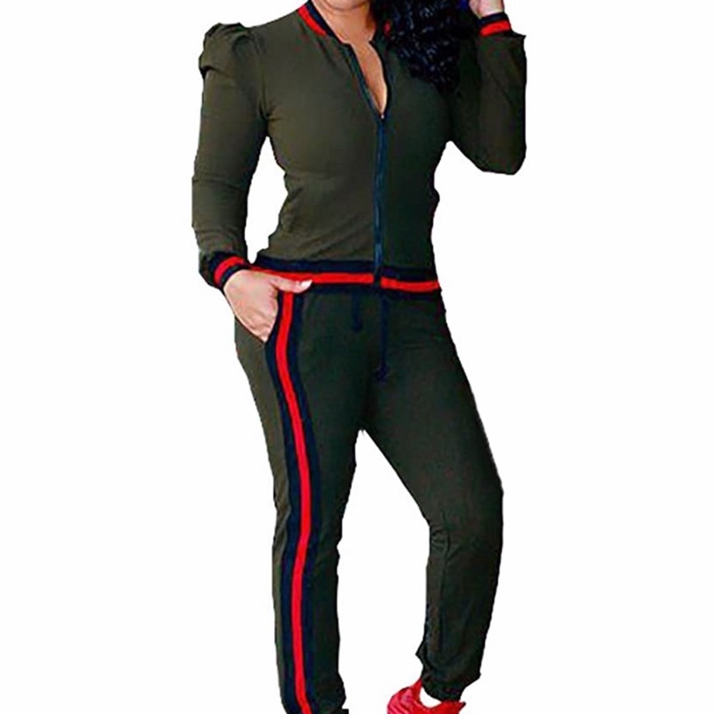 Olive green track suit. Size large. Worn once!